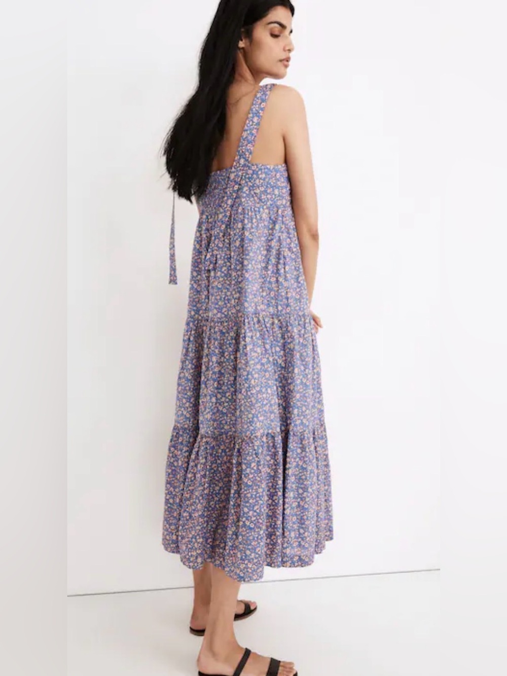 Madewell Tie-Strap Tiered Midi Dress in Summer Vines Size XXS Floral Dress